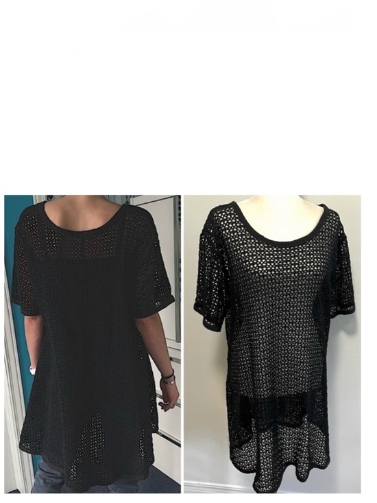 Dresses & Skirts - 🇨🇦Retro big hole diamond net long tunic or short dress black- versatile style